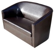 Canapea fixa Scoica, 2 locuri, tapitat piele ecologica, culoare maro wenge