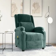 vidaXL Fotoliu de masaj, verde închis, catifea