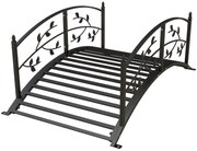 Outsunny Pod de grădină - pod de bazine - decor grădină dim. 119L x 67l x 47H cm cu balustradă motive de viță de vie oțel negru | Aosom Romania