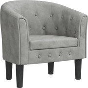 vidaXL Fotoliu tip cuvă, gri deschis, catifea