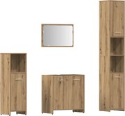 vidaXL Set mobilier de baie, 4 piese, stejar artizanal, lemn prelucrat