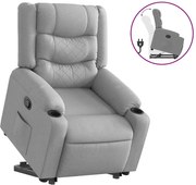 vidaXL Fotoliu rabatabil cu ridicare, gri deschis, material textil