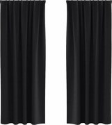 vidaXL Perdele Opaque cu Inel 2 pcs Negru 245 x 140 cm Poliester