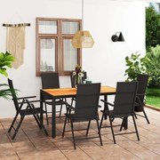 vidaXL Set mobilier de grădină, 7 piese, negru și maro
