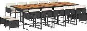 vidaXL Set mobilier de grădină cu perne, 15 piese, negru, poliratan