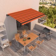 vidaXL Copertină retractabilă manual, portocaliu/ maro, 450x350 cm