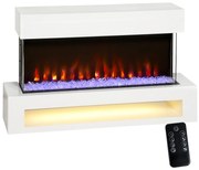 HOMCOM Șemineu electric cu 11 culori ale flăcării, 10 culori ale patului de cristale, 1000W/2000W, telecomandă, versatil, Alb | Aosom Romania