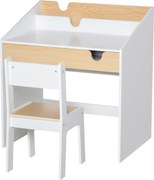 HOMCOM Set Birou și Scaun pentru Copii 6-10 Ani cu Raft și Sertar | Aosom Romania