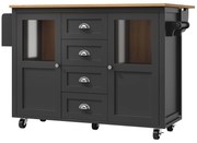 Insulă de bucătărie cu blat reglabil, Negru | Aosom Romania