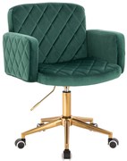 HR802K Scaun Verde din Catifea cu Bază Aurie