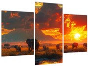 Tablou - Turmă de elefanți (90x60 cm)