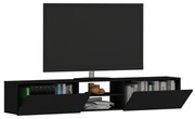 Comoda TV Genova, 2 Usi, Negru, 180 x 30 x 30 cm