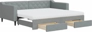 vidaXL Pat de zi cu extensie și sertare, gri deschis, 90x190cm, textil