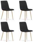 Set 4 Scaune Bucatarie/Dining Clay Negre Catifea  Picioare Metalice Finisaj Lemn