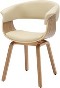 Scaun retro imitatie piele bej crem, lemn furniruit ORGANIC