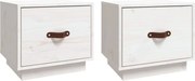 vidaXL Noptiere, 2 buc., alb, 40x34x35 cm, lemn masiv de pin