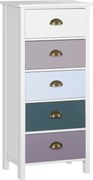 HOMCOM Comodă pentru Dormitor cu 5 Sertare Colorate, cu Mânere Metalice,  45x30x95.4 cm, Multicolor | Aosom Romania