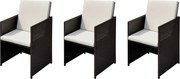 vidaXL Scaune de grădină 3 pcs Maro 56 x 52 x 87 cm Rattan poli