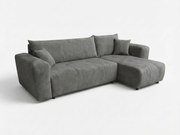 Canapea colt extensibila SORELA gri inchis, cu colt bilateral + 2 perne CADOU