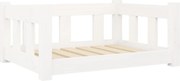 vidaXL Pat pentru câini, alb, 65,5x50,5x28 cm, lemn masiv de pin
