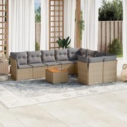 vidaXL Set canapele de grădină cu perne, 10 piese, bej, poliratan