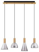 Lustra moderna cu 4 pendule LED, Metal, Sticla, Fumuriu, Voi
