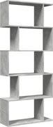 vidaXL Bibliotecă/separator 5 niveluri gri beton 70x24x161 cm lemn