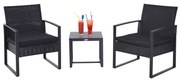 Set Mobilier in Rattan Outsunny de Extern Masa cu 2 Scaune si Perne , Negru | Aosom Romania