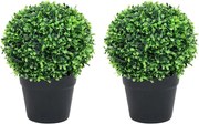 vidaXL Plante artificiale cimișir cu ghiveci, 2 buc. verde 37 cm minge