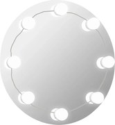 vidaXL Oglindă de perete cu lumini LED, sticlă, rotundă