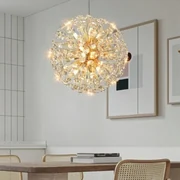 Lustra LED Pendul Elit's Tessa 40 cm, Cristal, Gold