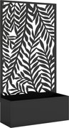 Outsunny Jardinieră cu protecție vizuală jardinieră cu spalier motive cu frunze tropicale 61 x 23 x 113 cm Negru | Aosom Romania