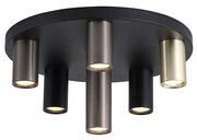Plafoniera neagra cu 6 spoturi GU10 Tubes