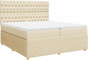 vidaXL Pat box spring cu saltea, crem, 200x200 cm, textil