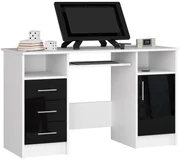 Masă PC Aziza (Alb + negru lucios). 1068709