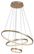 Lustra LED cu telecomanda cu 3 inele metal auriu Beliza