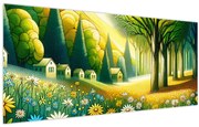 Tablou - Sat în galben-verde (120x50 cm)