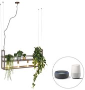 Lampă suspendată inteligentă maro ruginiu cu raft inclusiv 4 WiFi A60 - Cage Rack