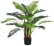 HOMCOM Palmier Artificiel H.1 m Arbore Artificial Trunchi Ramuri Lichen Frunze Mare Realism Ghiveci Inclus | Aosom Romania