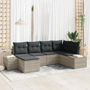 vidaXL Set de canapele pentru grădină 6 pcs Gri deschis Rattan poli
