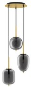 Lustra cu 3 Pendule design modern LATO auriu, fumuriu