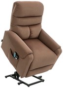 HOMCOM Fotoliu electric cu sistem de ridicare, fotoliu de masaj cu funcție de culcare și funcție de încălzire, fotoliu de relaxare cu telecomandă și buzunar lateral ajustabil din poliester maro | Aosom Romania