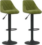 vidaXL Scaune de bar, 2 buc., verde deschis, catifea