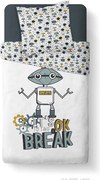 Lenjerie de pat pentru copii 140x200 cm KOOL, reversibila, model cu roboti