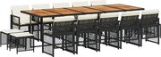 vidaXL Set mobilier de grădină cu perne, 15 piese, negru, poliratan