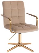 HC1015PCROSS Scaun Latte Catifea cu Bază Aurie