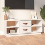 vidaXL Comodă TV, alb, 100x34x40 cm, lemn masiv de pin