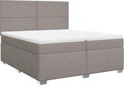 vidaXL Pat box spring cu saltea, gri taupe, 200x200 cm, textil