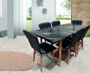 Set masa extensibila cu 6 scaune tapitate Homs cristal negru 170 x 80 cm