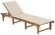 vidaXL Șezlong pliabil cu pernă, lemn masiv de acacia